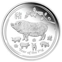 Австралия 50 центов 2019 Год Свиньи (серебро 1/2 унции).
