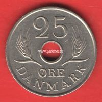 Дания монета 25 оре 1967 года.
