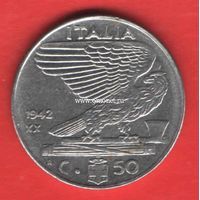 Италия монета 50 чентезимо 1942 года