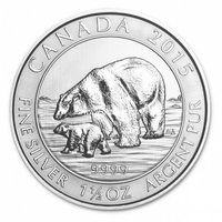 Канада 8 долларов 2015 Белые медведи серебро