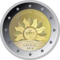 Латвия 2 евро 2019 года Восходящее солнце.