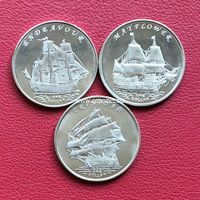Острова Гилберта набор монет 1 доллар 2014 года Корабли парусники.