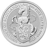 Серебряная монета Великобритании 5 фунтов 2018 года Единорог Шотландии.