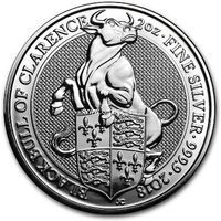 Серебряная монета Великобритании 5 фунтов 2018 года Черный бык.