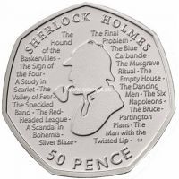 ​Великобритания 50 пенсов 2019 года Шерлок Холмс.