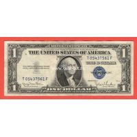 США банкнота 1 доллар 1935 Серебряный сертификат с синей печатью.
