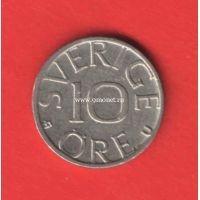 Швеция монета 10 эре 1986 года.