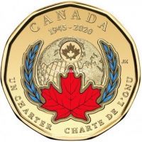 Канада 1 доллар 2020 года 75 лет ООН. (цветная)