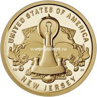 США 1 доллар 2019 года Лампа накаливания Томаса Эдисона.