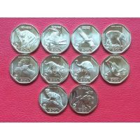 Перу набор 10 монет 1 соль Красная книга. 2017-2019.