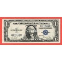США 1 доллар 1935 Серебряный сертификат с синей печатью.