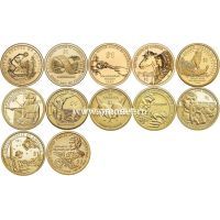 США набор монет 1 доллар США 2009-2020 Сакагавея (12 монет)