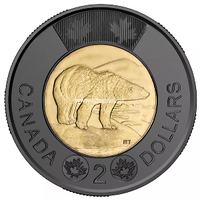 Канада 2 доллара 2022 Белый медведь (черное кольцо)